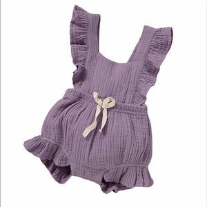 Baby Girl Ruffled Sleeveless Romper backless